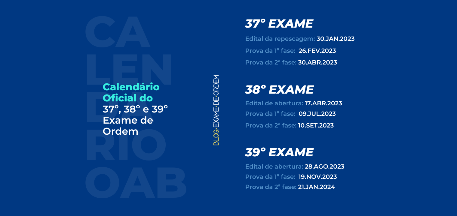 Calendrio 2023 do Exame de Ordem