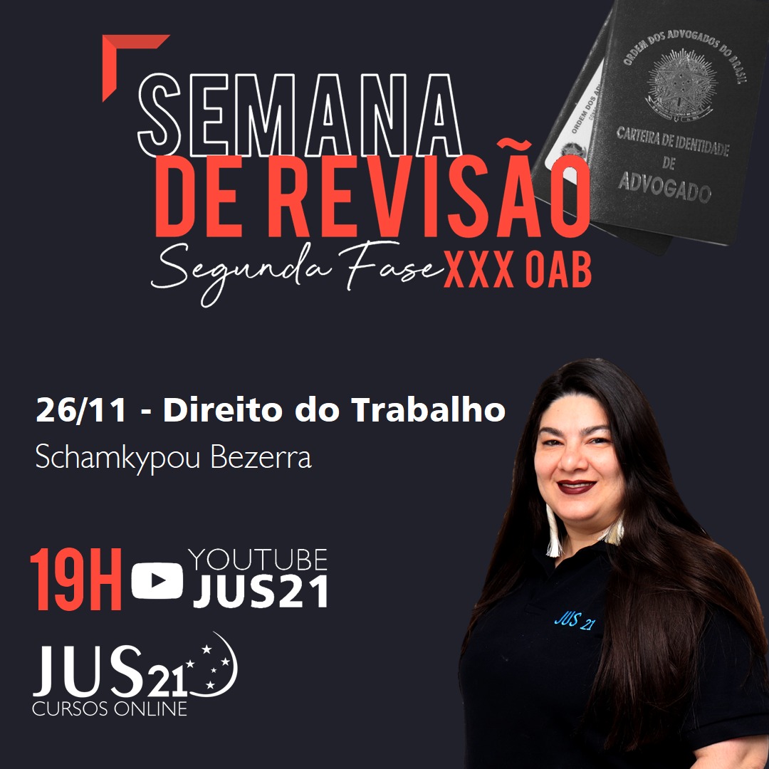 Hoje tem mais Semana de Reviso! Trabalho e Penal para a 2 fase da OAB!