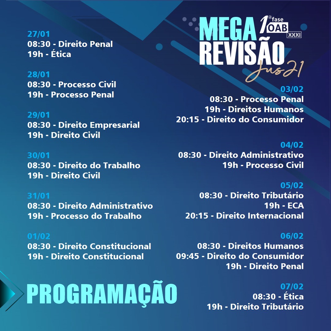 A partir da prxima segunda comea a MEGA Reviso!