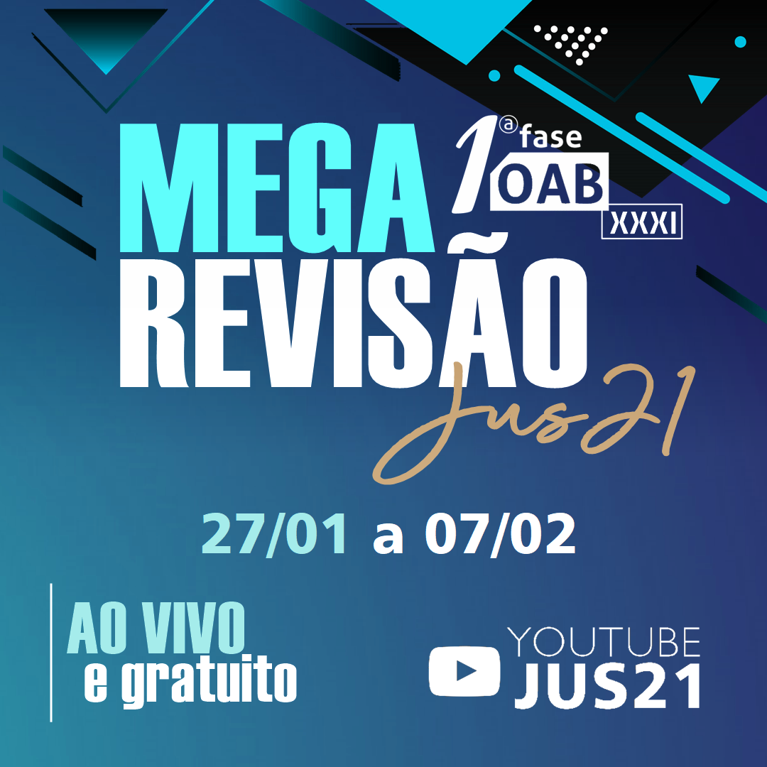 Amanh comea a MEGA Reviso Jus21! Duas semanas de dicas para sua aprovao!