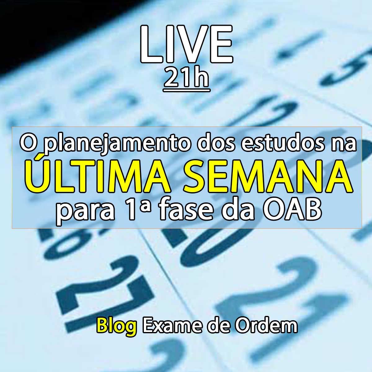 Hoje, ao vivo, como planejar os estudos na ltima semana antes da prova