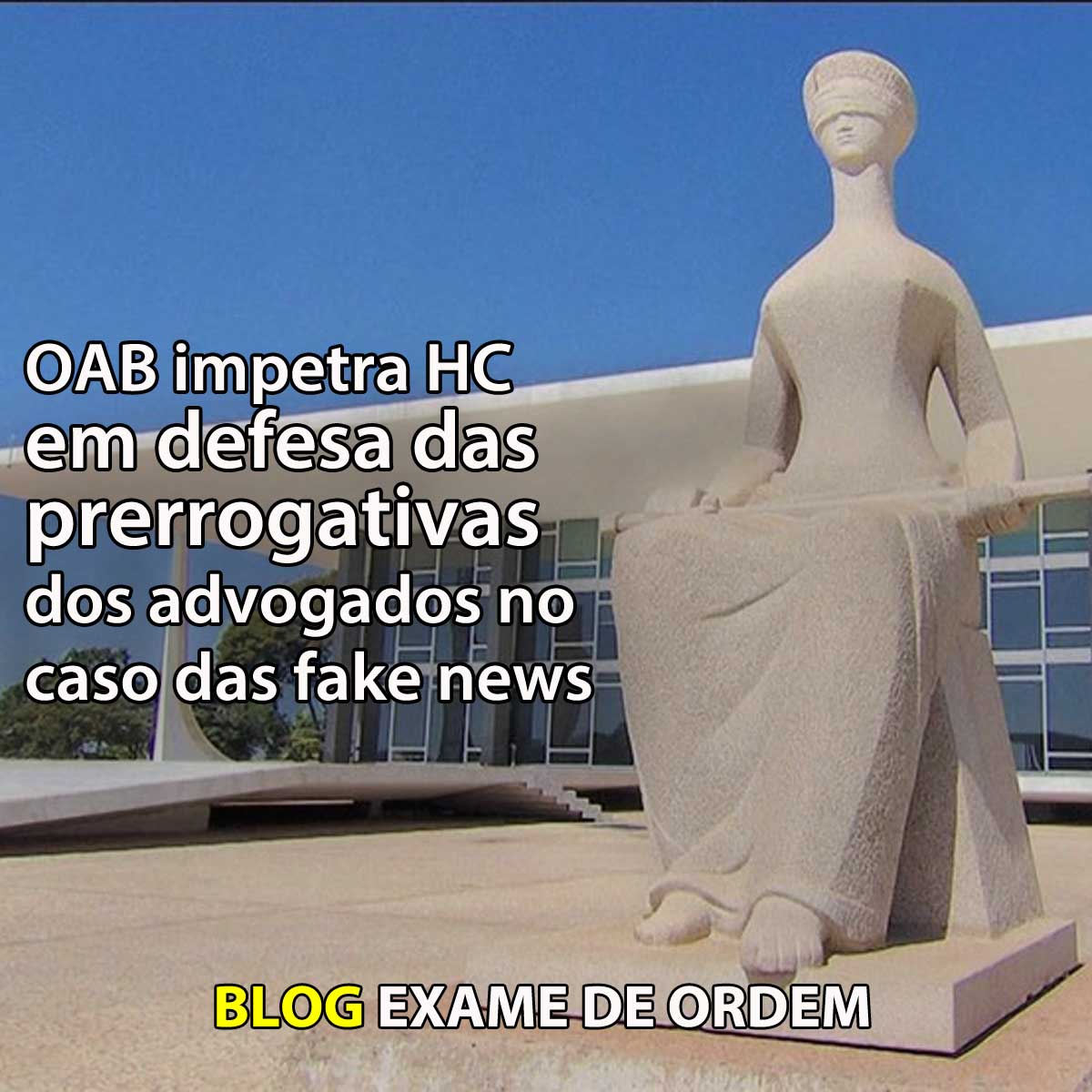 OAB impetra HC em desefa das prerrogativas dos advogados no caso das fake news