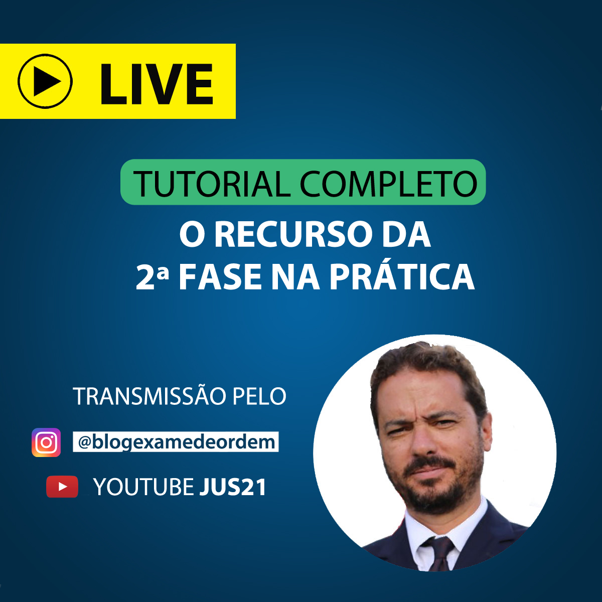 Live, 21h - Tutorial completo sobre o recurso para a 2 fase da OAB