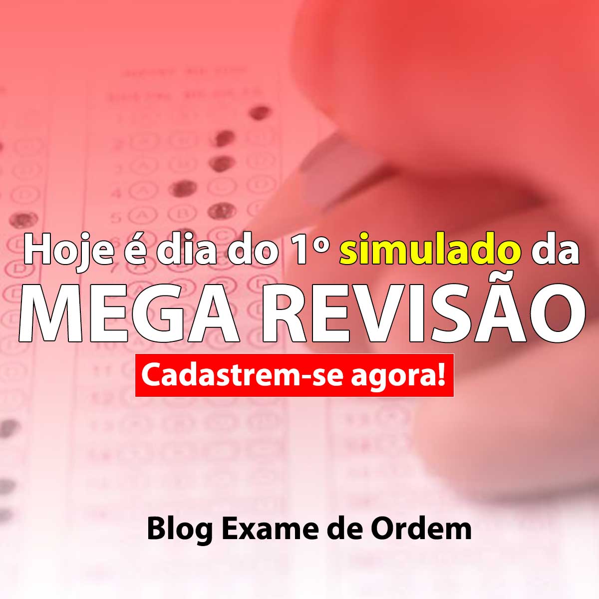 Hoje, 12h, teremos o 1 Simulado da MEGA Reviso! Cadastrem-se agora!