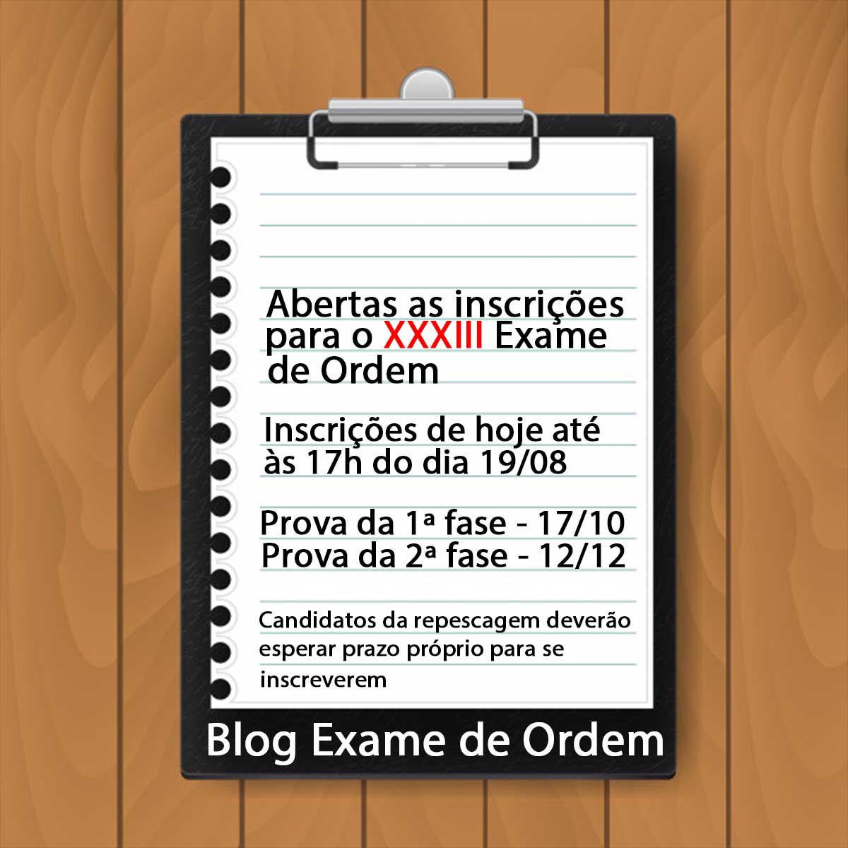 Abertas as inscries para o XXXIII Exame de Ordem